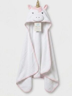 cloud island unicorn  White and Pink Hooded Towel